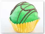 Sweet Sushi Chocolate Mint Cake Balls- Chocolate mint cake mixed with peppermint  icing, dipped in green chocolate, drizzled with dark chocolate.